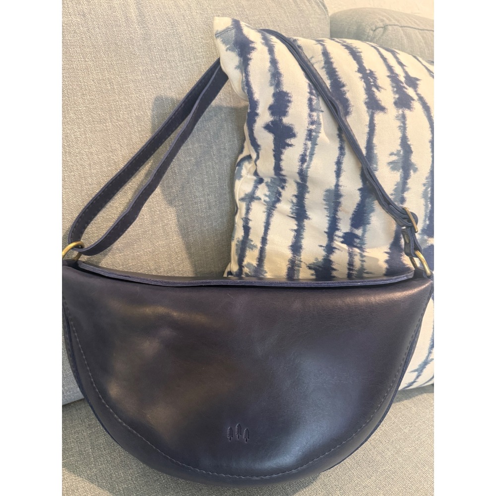 Portland Leather Goods Large Koala Crossbody Bag Indigo Leather Crescent